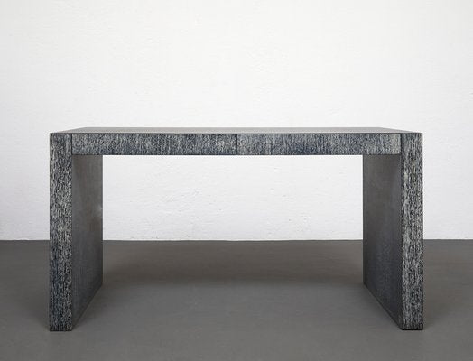 Blue Pickled Iroko Desk by Giorgio Armani for Armani Casa, Italy, 1990s-TJQ-1384174