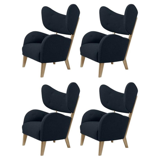 Blue Raf Simons Vidar 3 Natural Oak My Own Chair Lounge Chair by Lassen, Set of 4