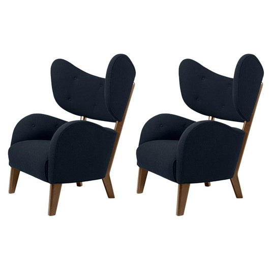 Blue Raf Simons Vidar 3 Smoked Oak My Own Chair Lounge Chair by Lassen, Set of 2