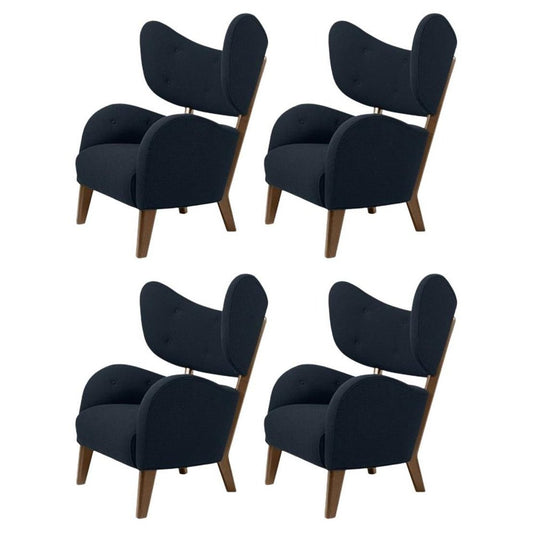 Blue Raf Simons Vidar 3 Smoked Oak My Own Chair Lounge Chair by Lassen, Set of 4