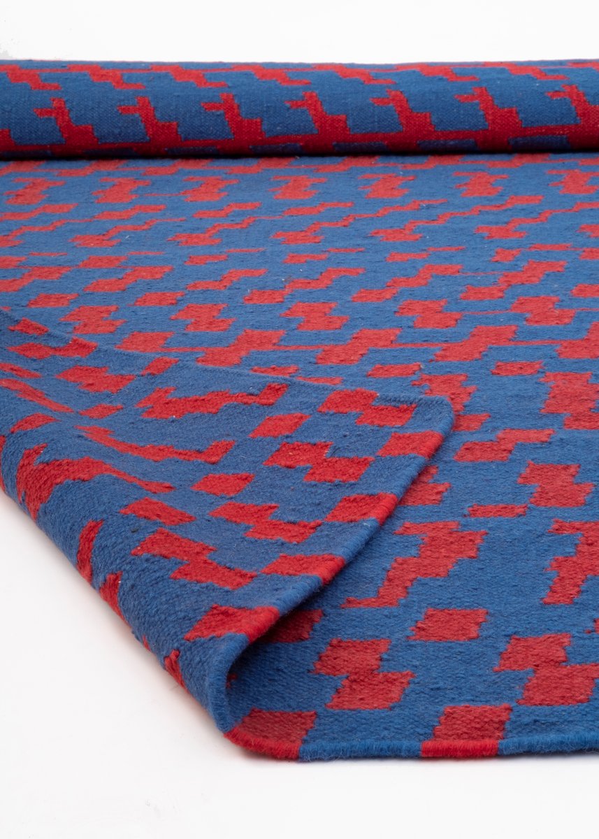 Blue-Red Fuoritempo Rug by Paolo Giordano for I-and-I Collection