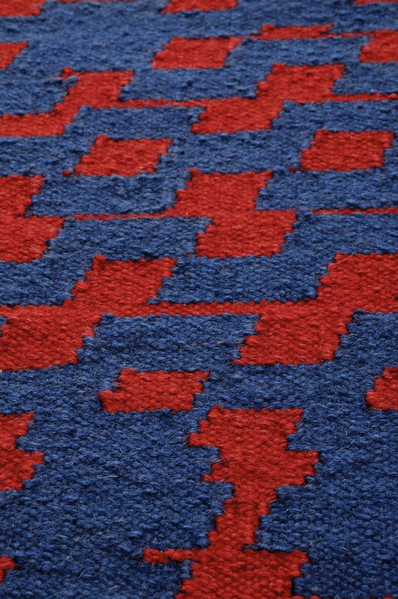 Blue-Red Fuoritempo Rug by Paolo Giordano for I-and-I Collection