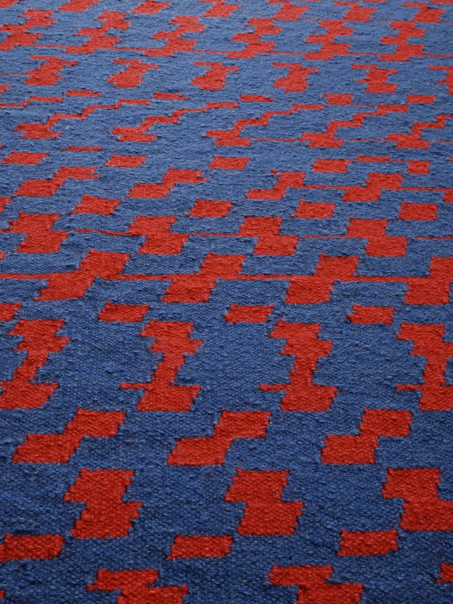 Blue-Red Fuoritempo Rug by Paolo Giordano for I-and-I Collection