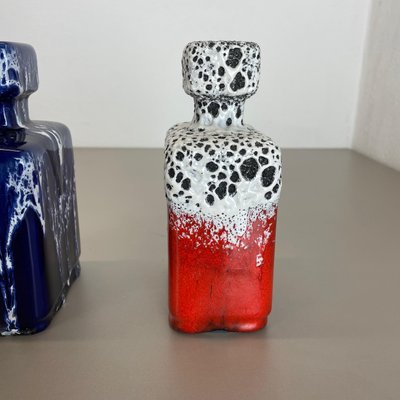 Blue-Red Pottery Fat Lava Glaze WGP Vases by Jopeko, Germany, 1970s, Set of 2-QZ-1109920