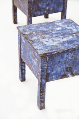 Blue Rustic Stools, 1890s, Set of 2-RCE-1406260