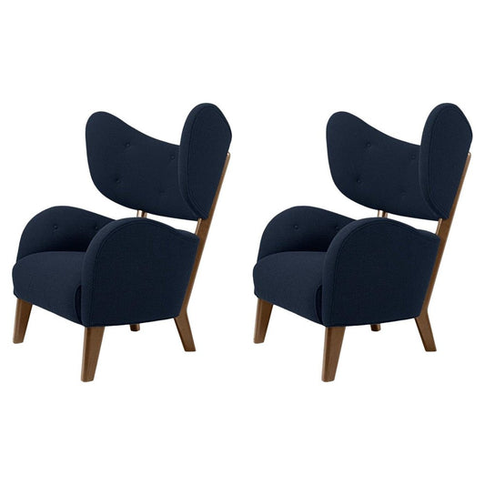 Blue Sahco Zero Smoked Oak My Own Chair Lounge Chairs by Lassen, Set of 2