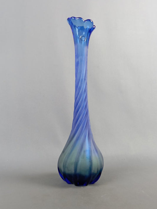 Blue Satin Woven Murano Glass Vase from V. Nason & C., 1960s