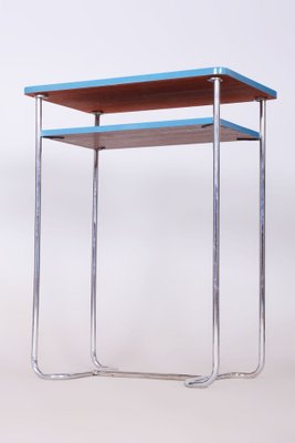 Blue Side Table in Chrome-Plated Steel attributed to Mücke-Melder, Former Czechoslovakia, 1930s-WHY-1736079