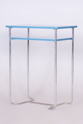 Blue Side Table in Chrome-Plated Steel attributed to Mücke-Melder, Former Czechoslovakia, 1930s-WHY-1736079