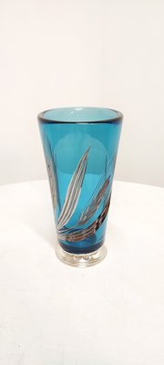 Blue & Silver Glass Vase, France, 1950s-RGF-1179506