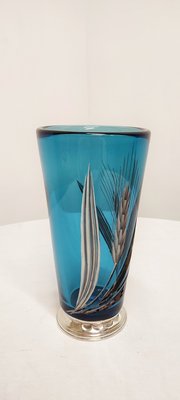 Blue & Silver Glass Vase, France, 1950s-RGF-1179506