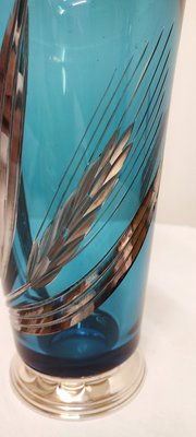 Blue & Silver Glass Vase, France, 1950s-RGF-1179506