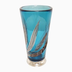 Blue & Silver Glass Vase, France, 1950s-RGF-1179506