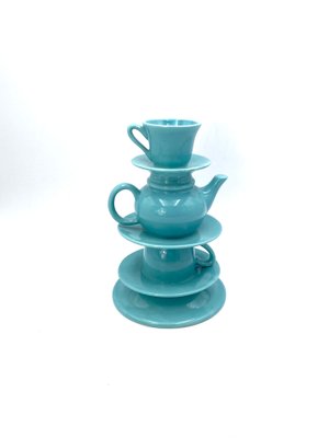 Blue Stacked Teacup Vase, Italy, 1980s-TXN-960797