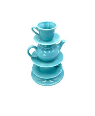 Blue Stacked Teacup Vase, Italy, 1980s-TXN-960797