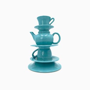 Blue Stacked Teacup Vase, Italy, 1980s-TXN-960797