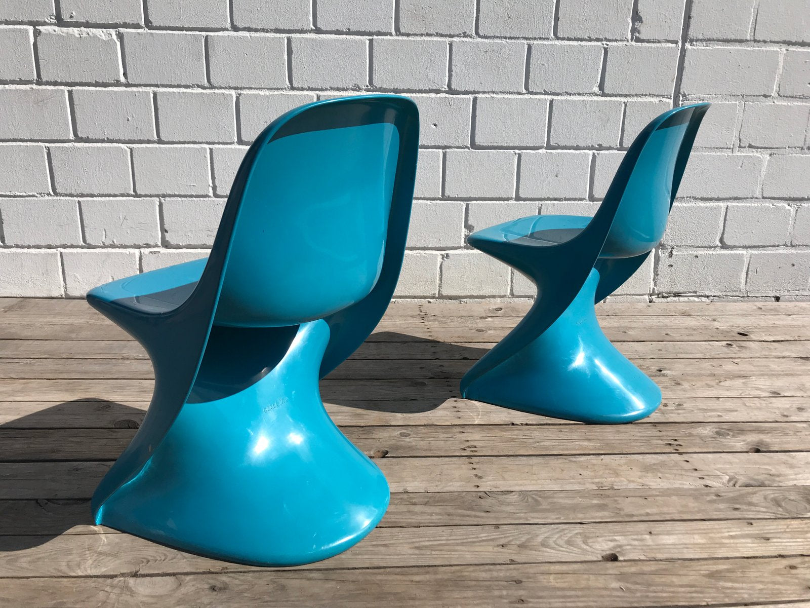 Blue Stacking Chairs by Alexander Begge for Casalino, 1972, Set of 2