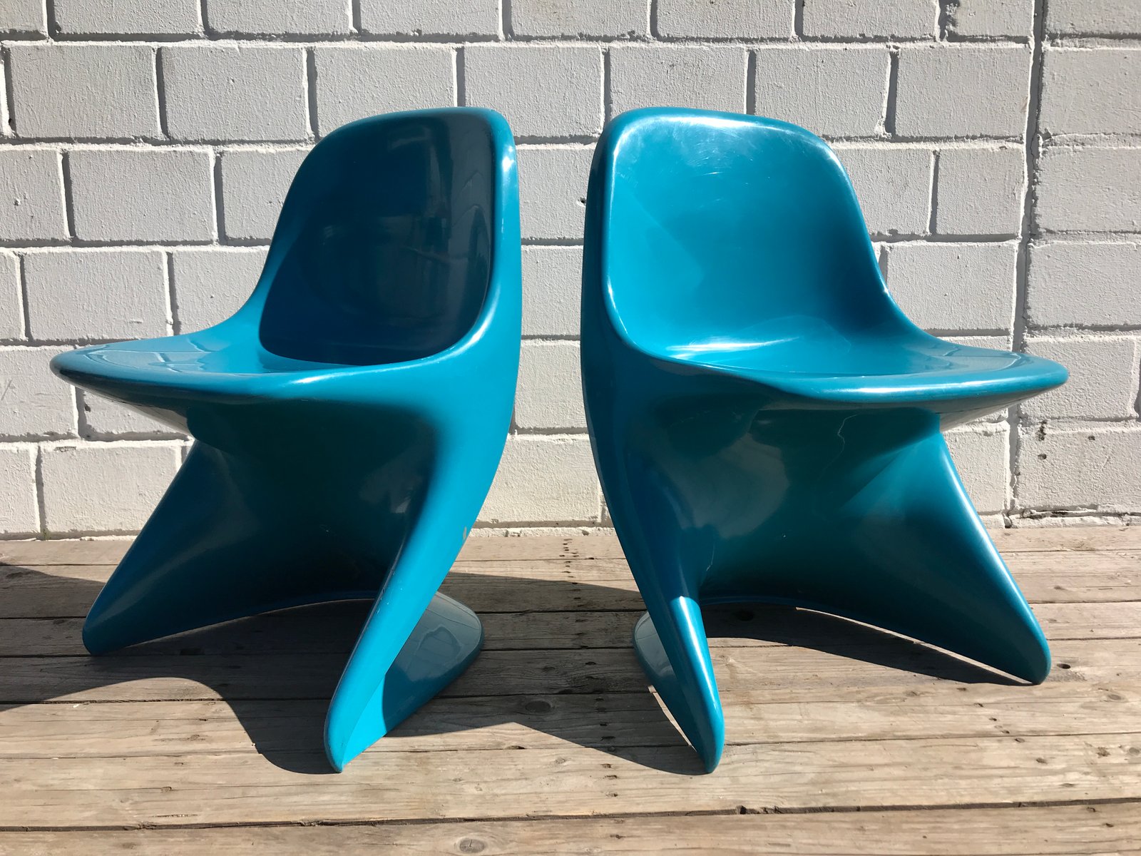 Blue Stacking Chairs by Alexander Begge for Casalino, 1972, Set of 2