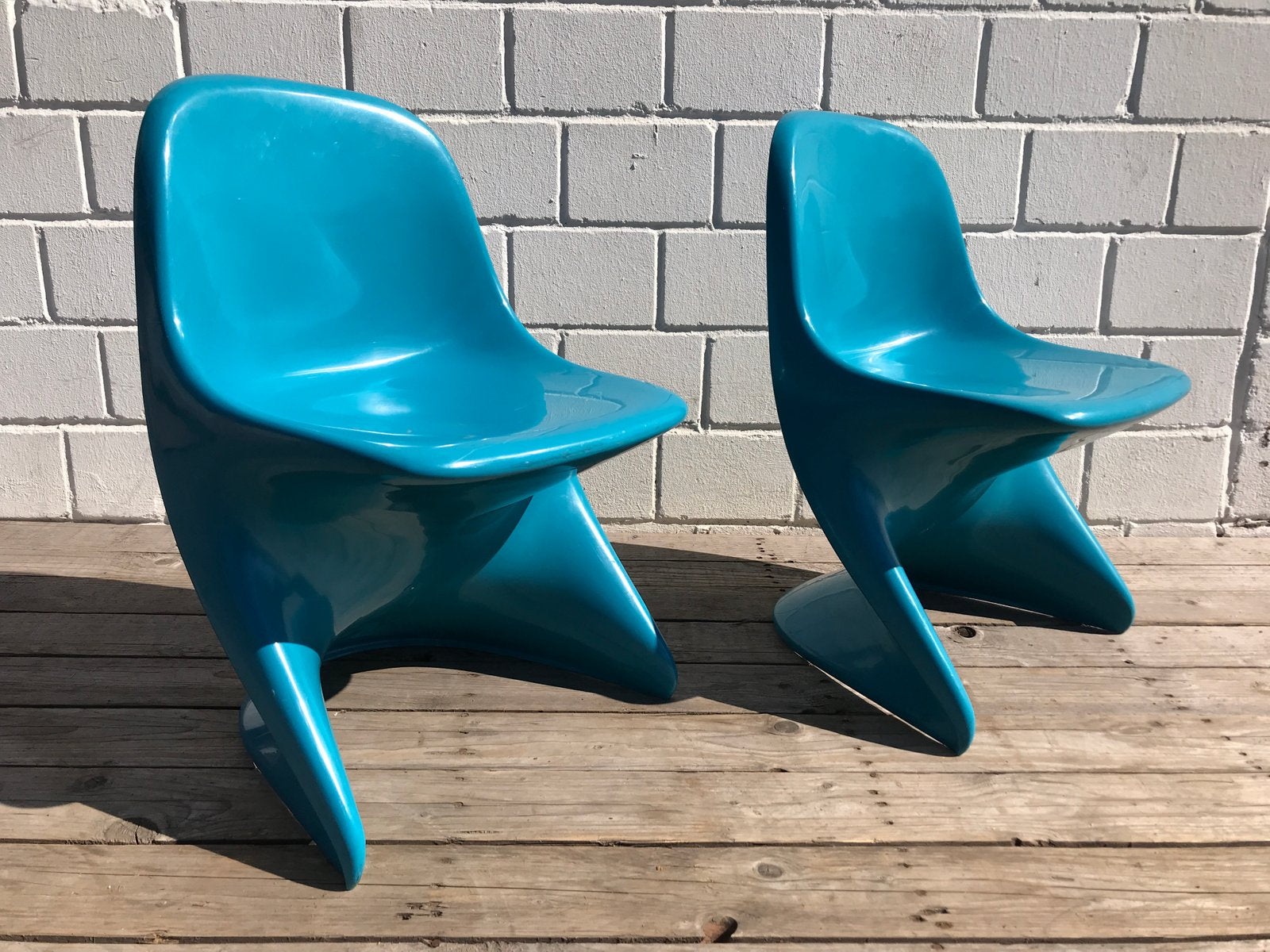 Blue Stacking Chairs by Alexander Begge for Casalino, 1972, Set of 2