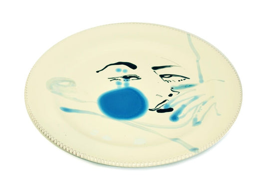 Blue Stain - Original Hand-made Flat Ceramic Dish by A. Kurakina - 2019 2019