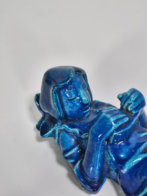 Blue Stoneware Figure by Helge Christoffersen for Royal Copenhagen, 1950s-WRF-820811