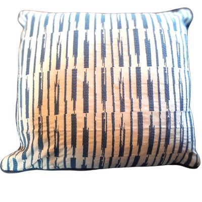 Blue Striped Handmade Wool Kilim Cushion Covers with Feathers, Set of 2-TCS-1138702