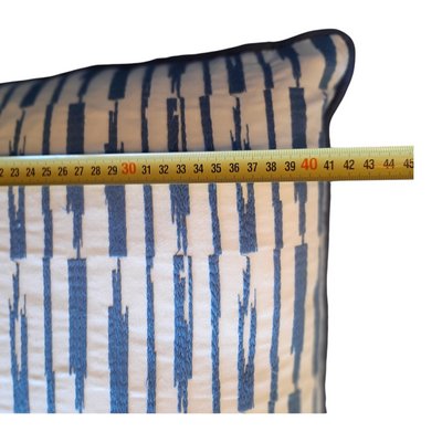 Blue Striped Handmade Wool Kilim Cushion Covers with Feathers, Set of 2-TCS-1138702