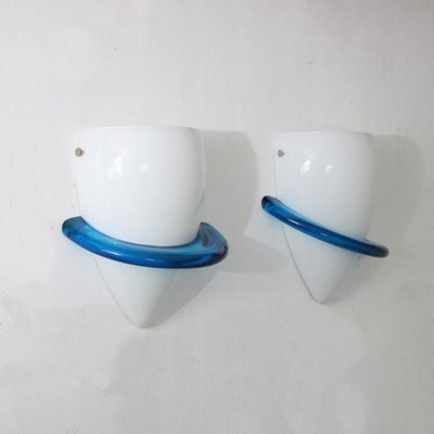 Blue Swan Wall Lamps by Tinu Aufiero for Venini, Italy, 1990s, Set of 2-DV-1822350