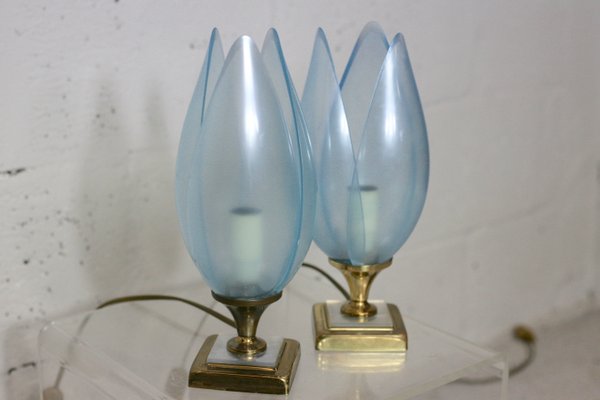 Blue Table Lamps from Rougier, 1970s, Set of 2-MAO-847076