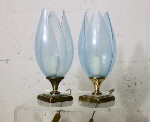 Blue Table Lamps from Rougier, 1970s, Set of 2-MAO-847076