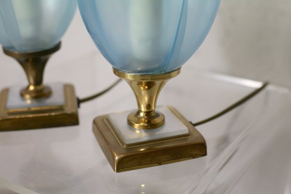 Blue Table Lamps from Rougier, 1970s, Set of 2-MAO-847076