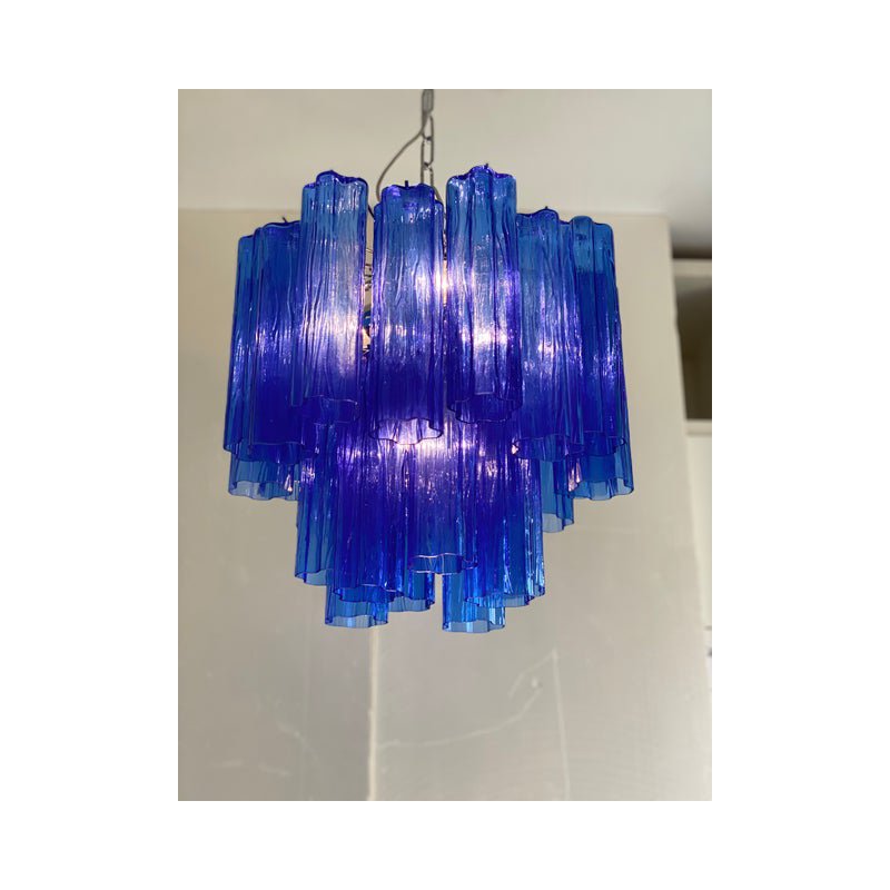 Blue Tronchi Murano Glass Sputnik Chandeliers by Simoeng, Set of 2