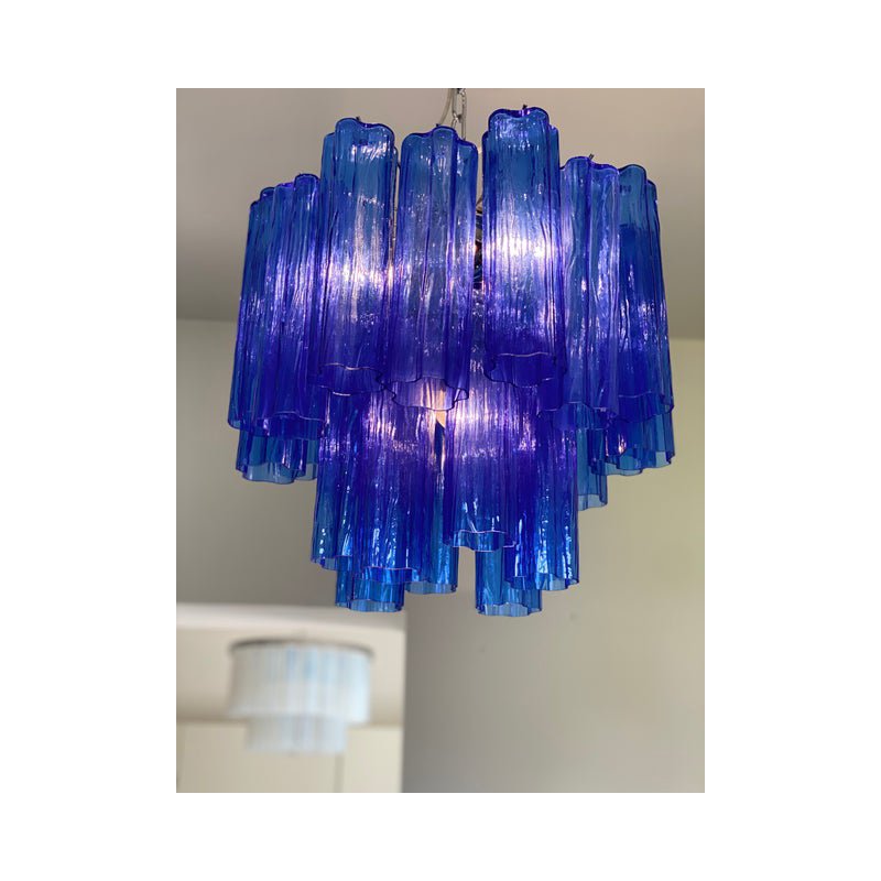 Blue Tronchi Murano Glass Sputnik Chandeliers by Simoeng, Set of 2