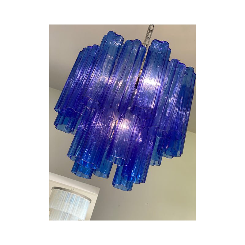 Blue Tronchi Murano Glass Sputnik Chandeliers by Simoeng, Set of 2