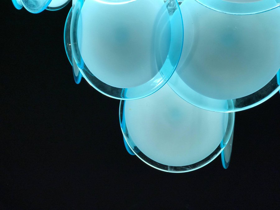 Blue Turquoise Disc Murano Ceiling Lamp from Vistosi, 1970s