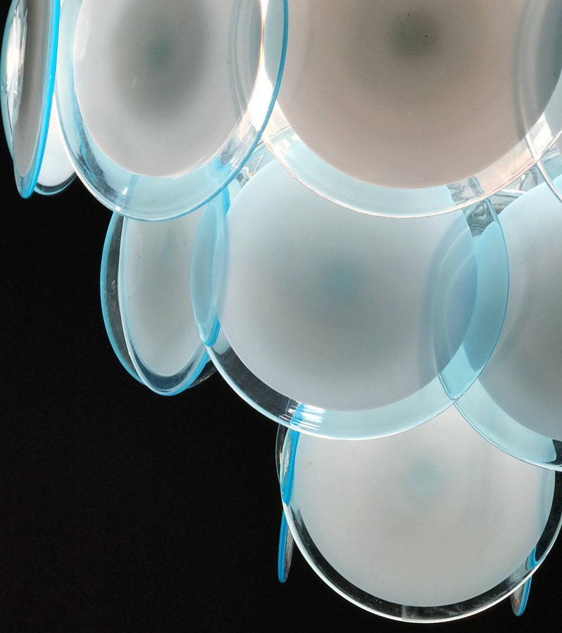 Blue Turquoise Disc Murano Ceiling Lamp from Vistosi, 1970s