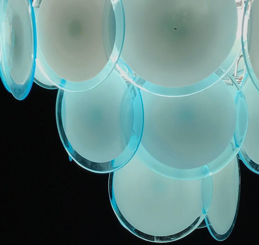 Blue Turquoise Disc Murano Ceiling Lamp from Vistosi, 1970s