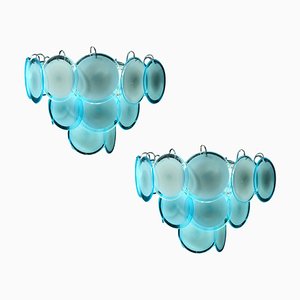 Blue Turquoise Disc Murano Ceiling Lamp from Vistosi, 1970s-MBH-1031652