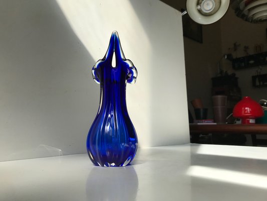 Blue Twisted Murano Glass Vase from Seguso, 1960s-LCR-934779