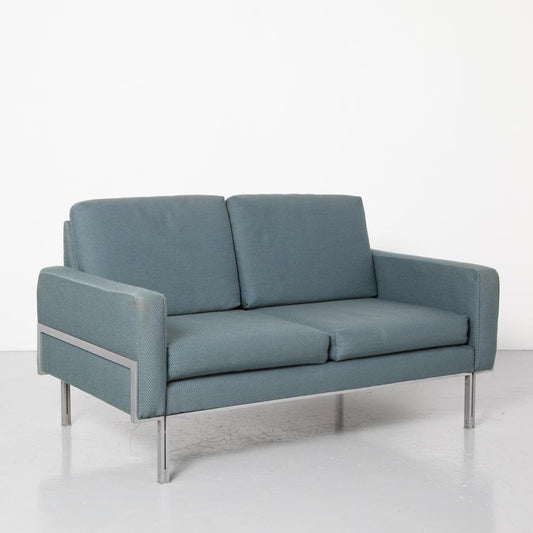 Blue Two-Seater Sofa in Knoll Parallel Bar Style