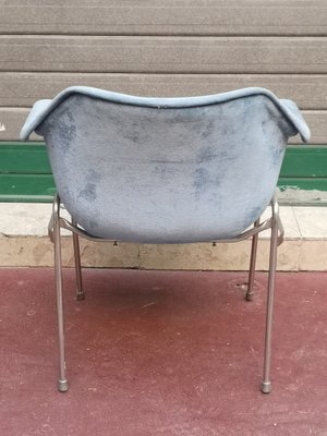 Blue Upholstery and Chrome Armchairs, 1970s, Set of 2-NAD-1821256