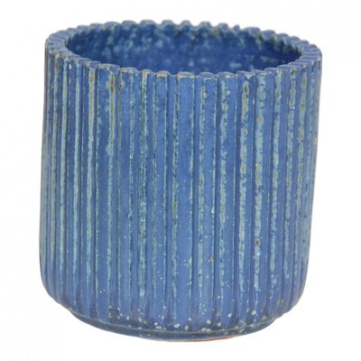 Blue Vase in Stoneware with Ribbed Design by Arne Bang-MTD-1399799