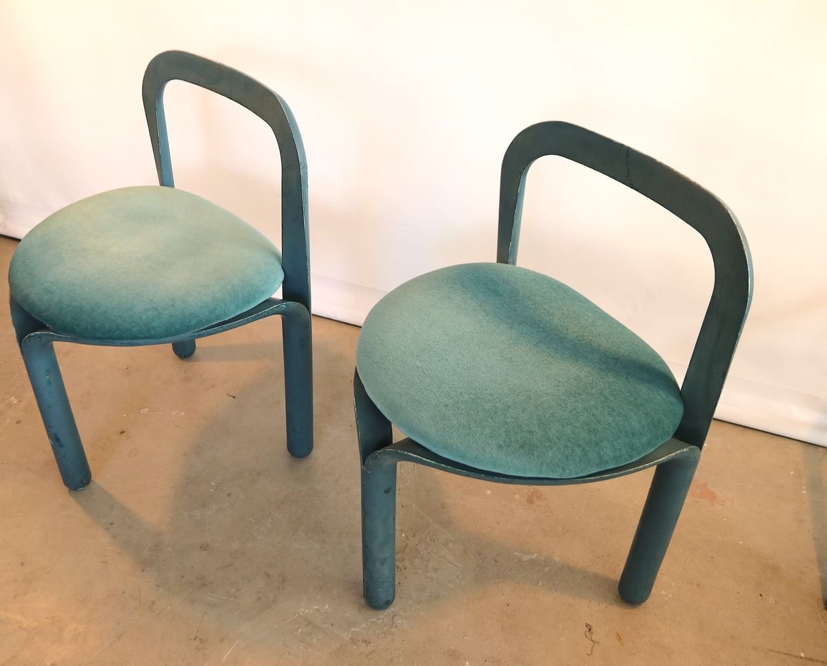 Blue Velvet Model 320 Side Chairs by Geoffrey Harcourt for Artifort, 1970s, Set of 2