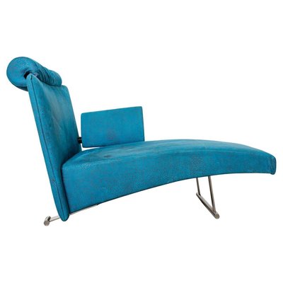 Blue Velvet Modern Chaise Lounge-KL-844363