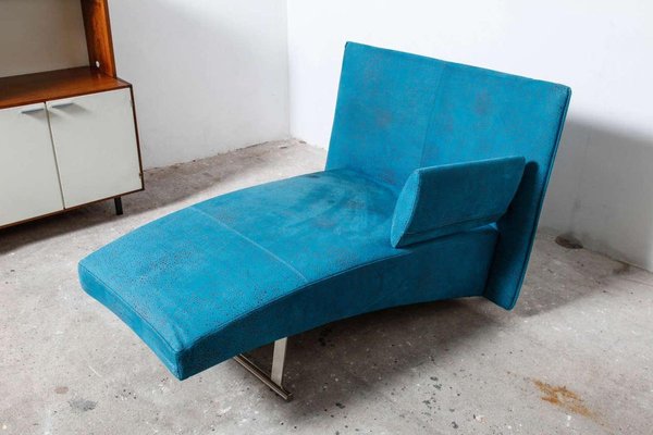 Blue Velvet Modern Chaise Lounge-KL-844363