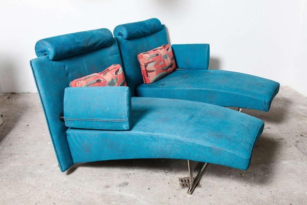 Blue Velvet Modern Chaise Lounge-KL-844363