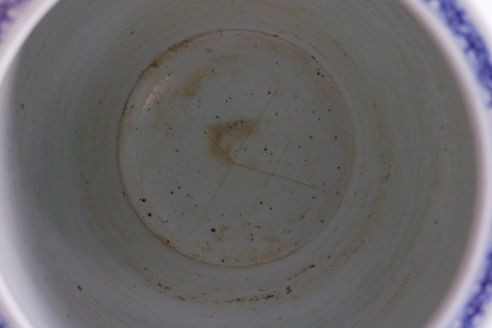 Blue White Porcelain Fish Basin Decorated with Qing Horsemen