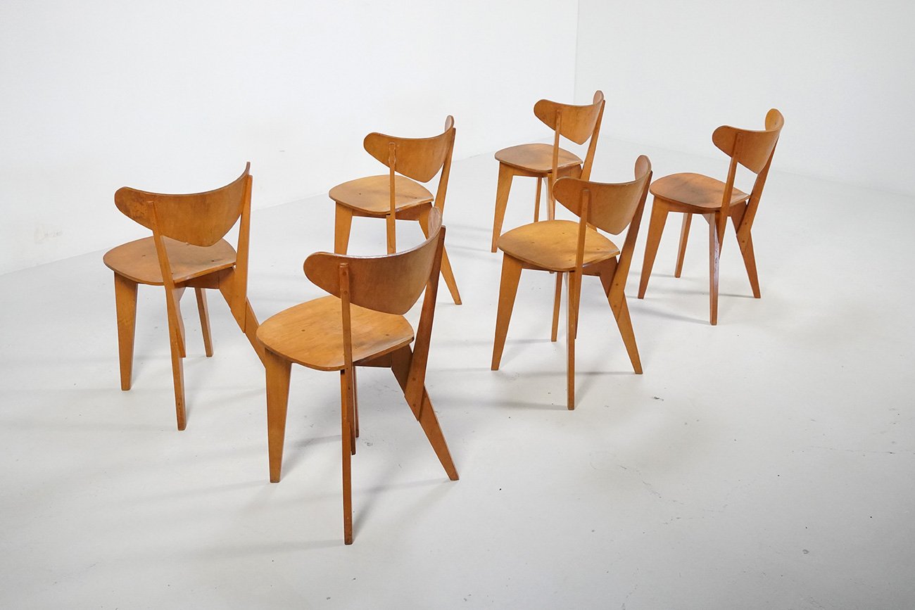 BN-1 Chairs by Wim Den Boon for De Toekomst, 1940s, Set of 6