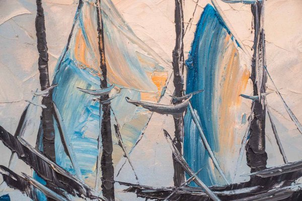 Boat on Water, 2000s, Acrylic on Canvas, Set of 3-KNM-1386420