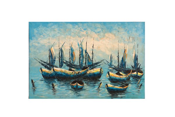 Boats on Water, 2000s, Canvas Painting-KNM-1004429